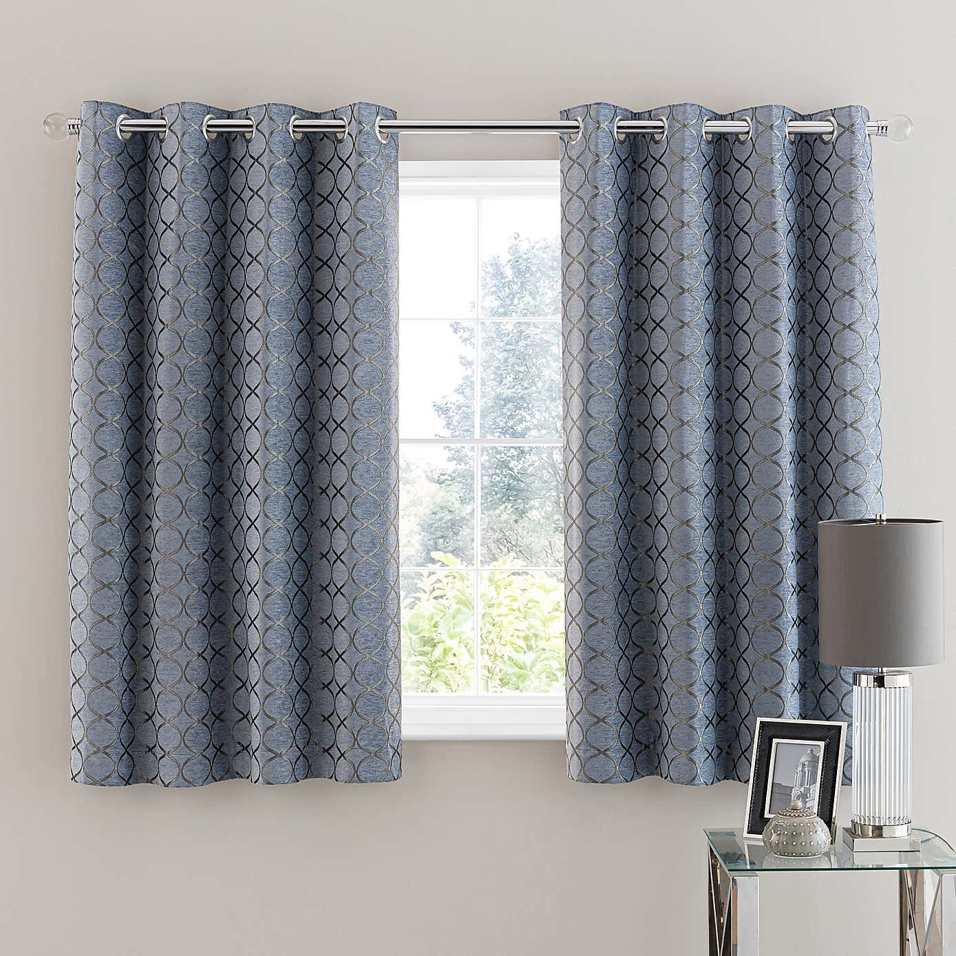 Chenille Ogee Eyelet Curtains