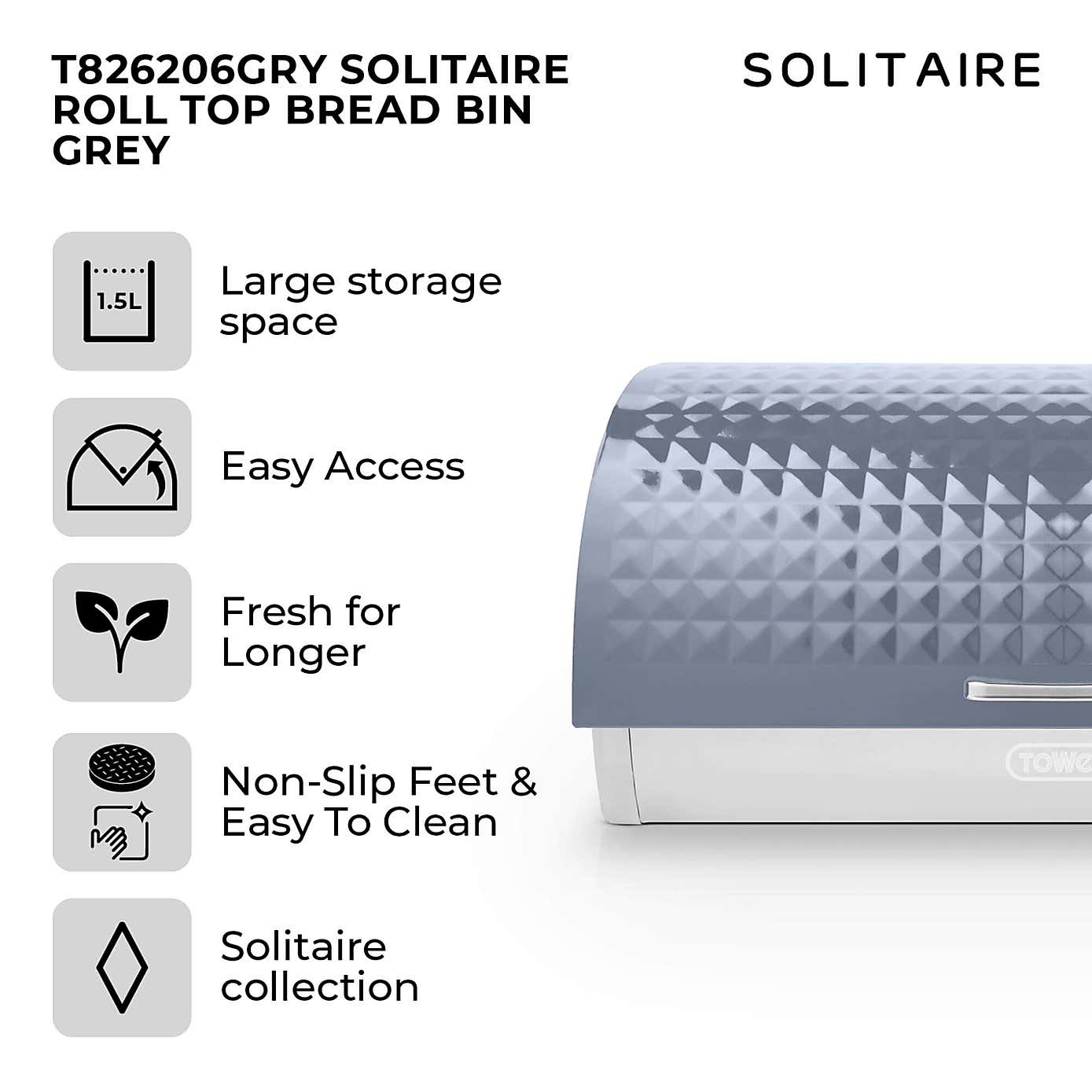 TOWER Solitaire Bread Bin