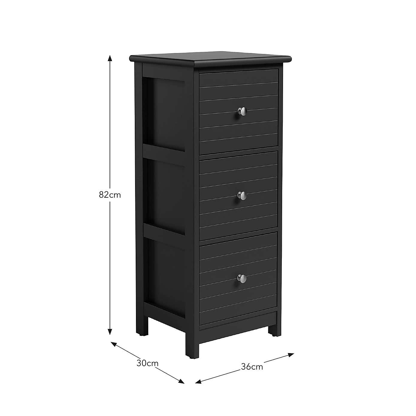 Nautical Black 3 Drawer Unit