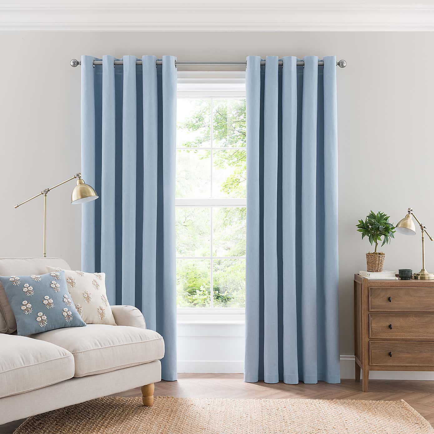 Luna Brushed Blackout Eyelet Curtains