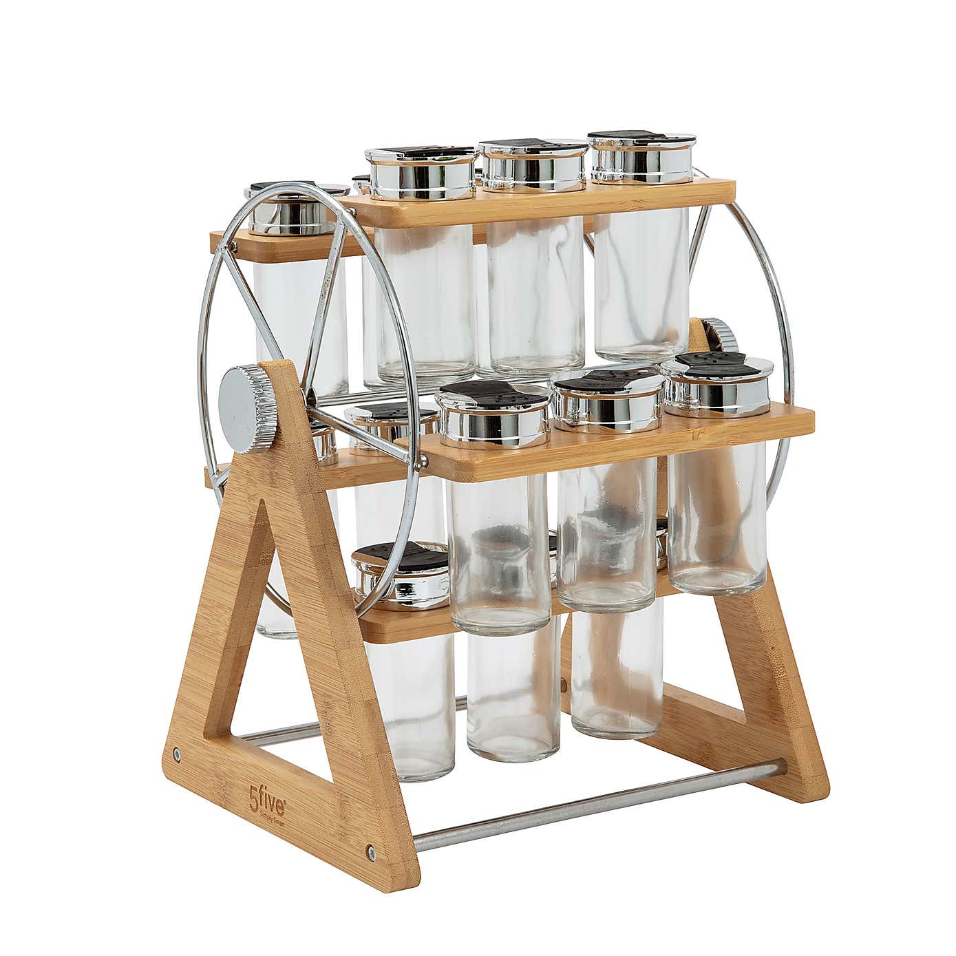 Bamboo 15 Jar Wheel Spice Rack Set
