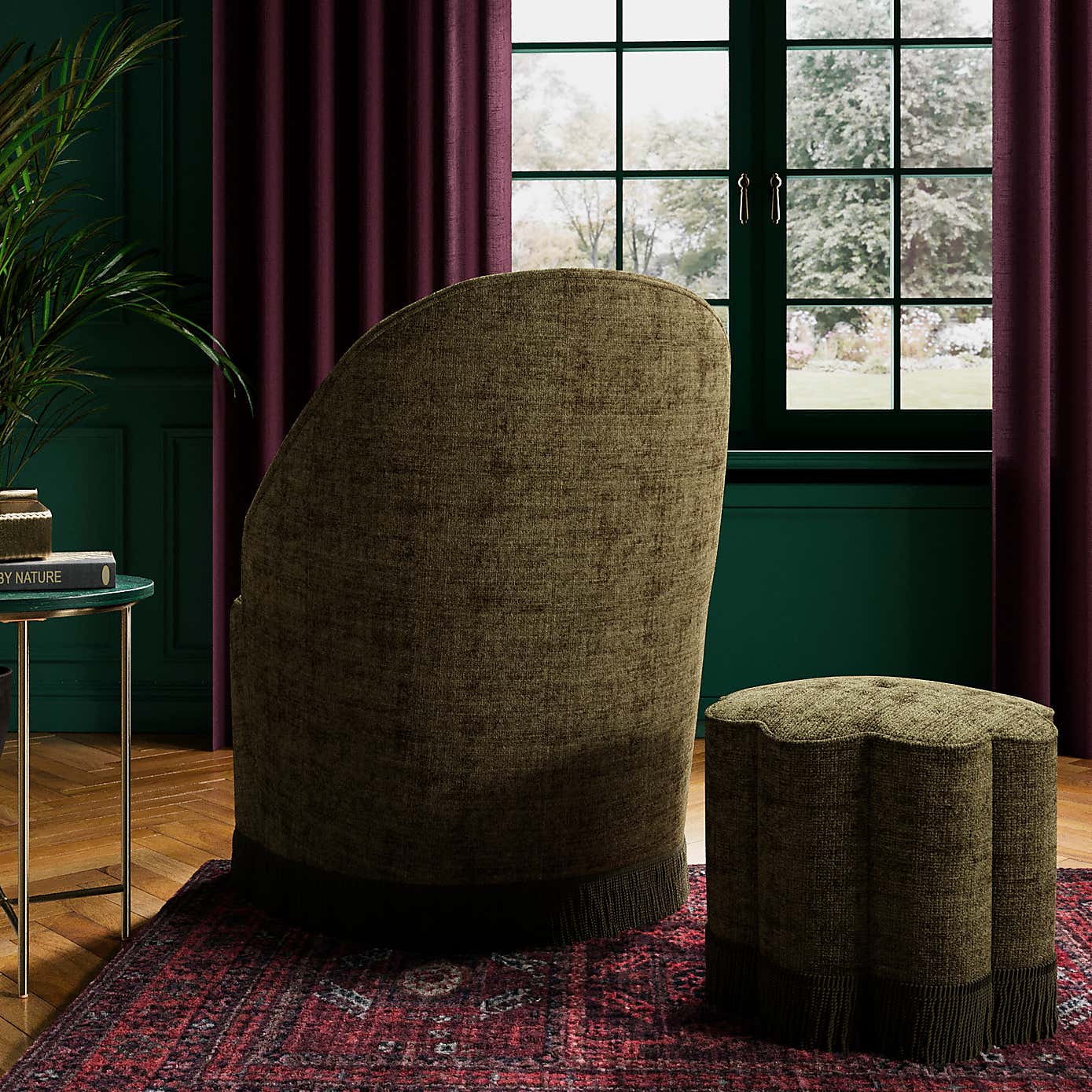 Elea Tassel Distressed Chenille Occasional Armchair