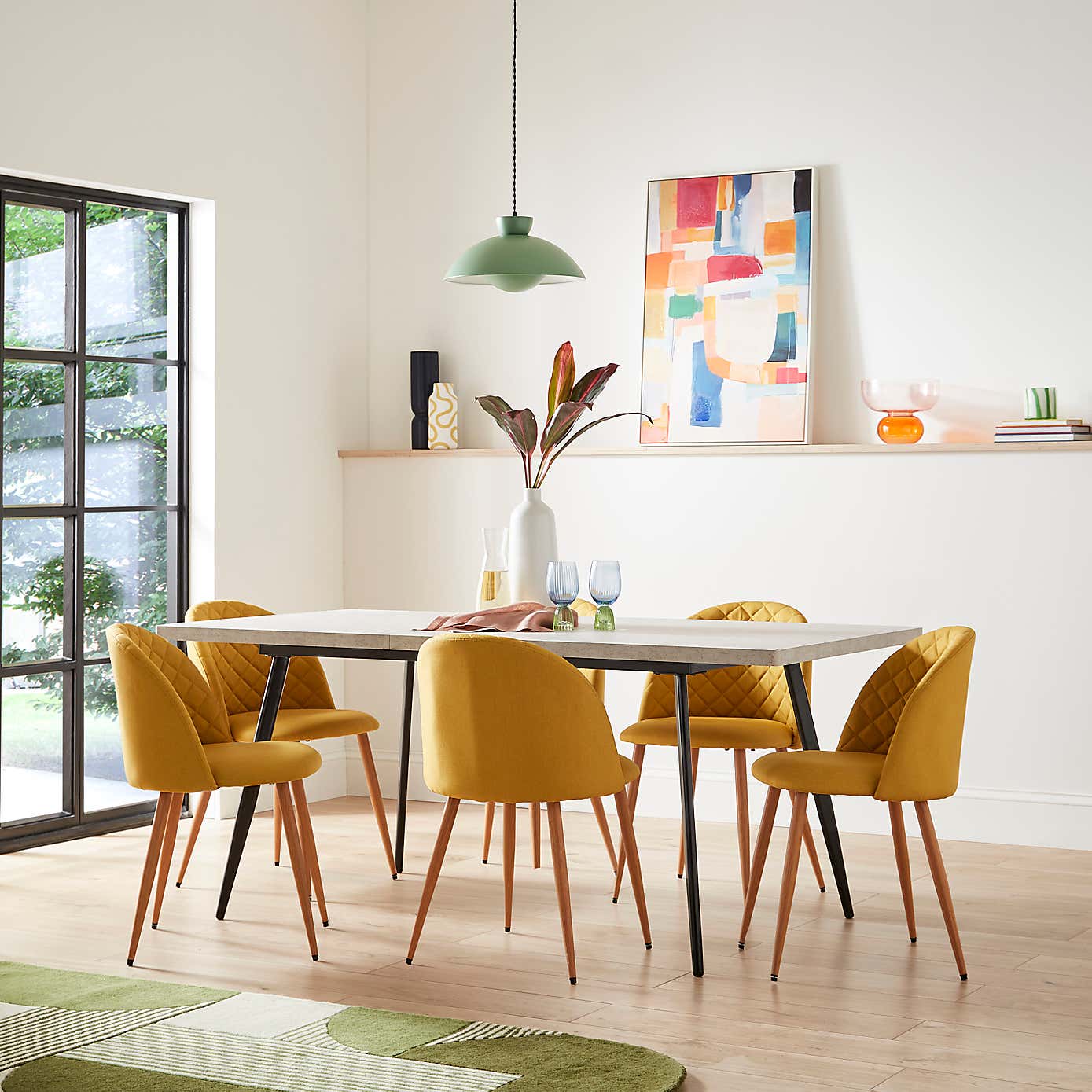 Zuri Rectangle Extending Dining Table, 150cm to 180cm Concrete Effect