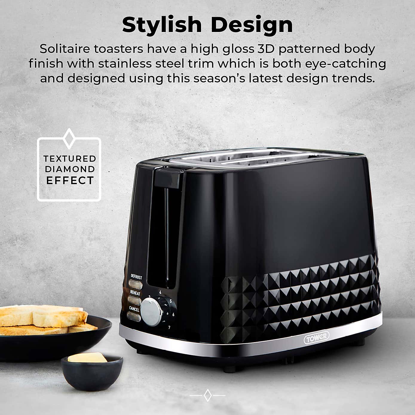 TOWER Solitaire 2 Slice Toaster