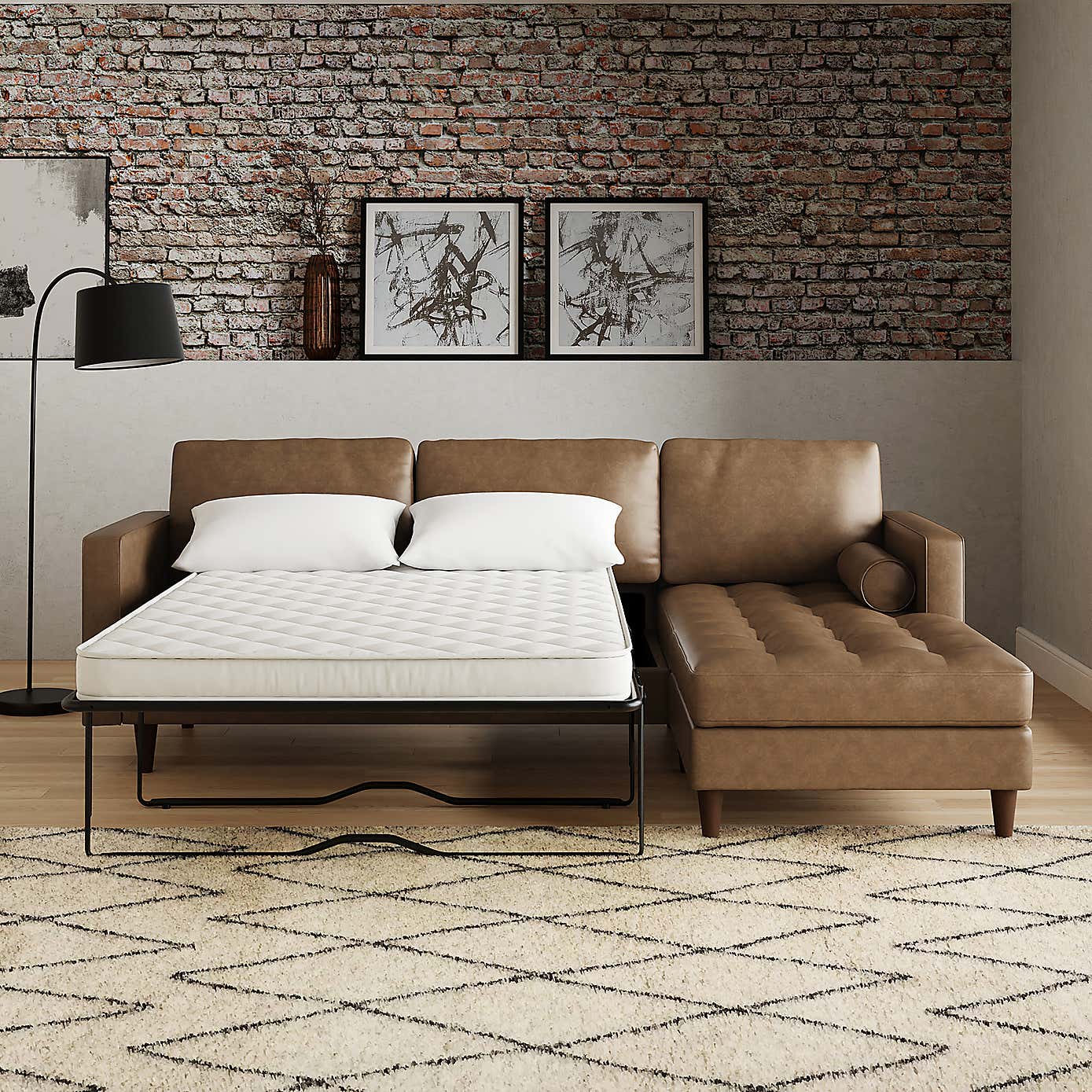 Zoe Faux Leather 3 Seater Corner Double Sofa Bed