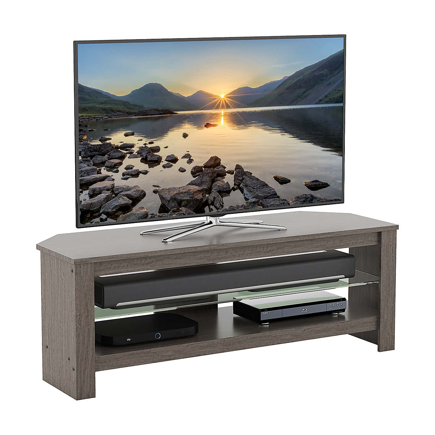 Calibre Plus Wide TV Stand, 115cm Grey Oak Effect