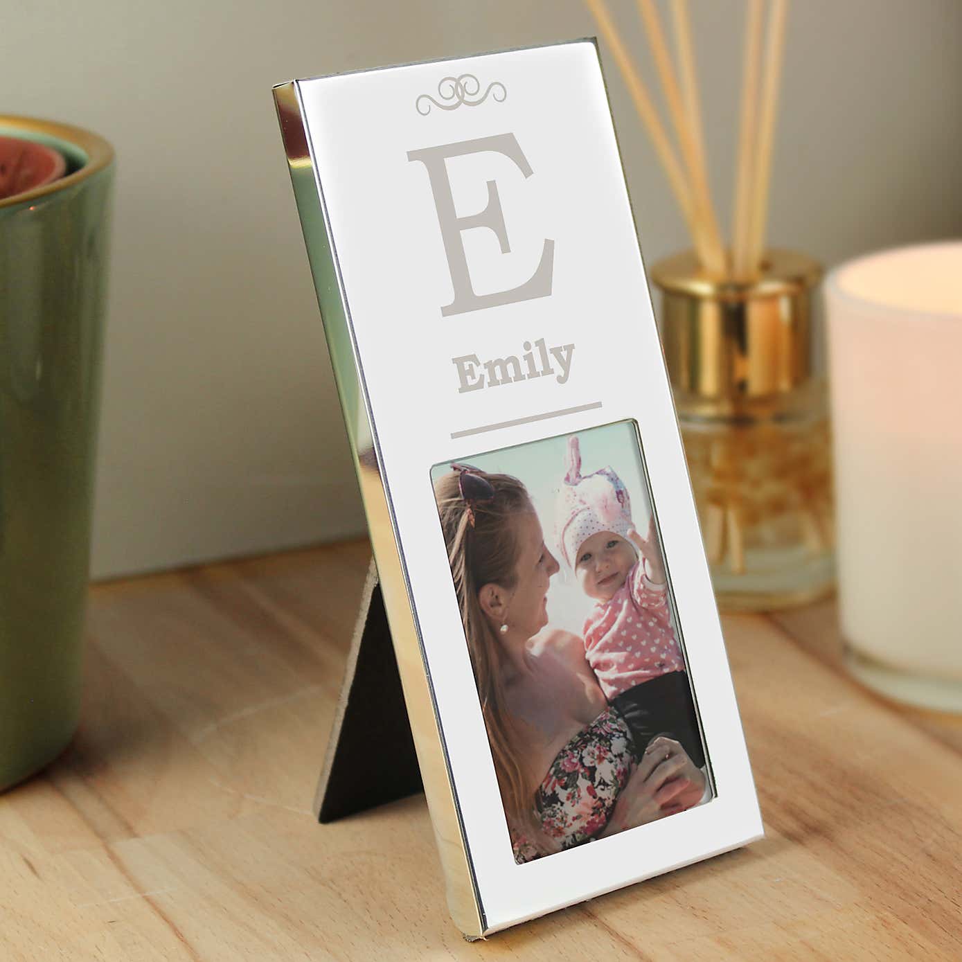 Personalised Small Initial Silver Portrait Photo Frame