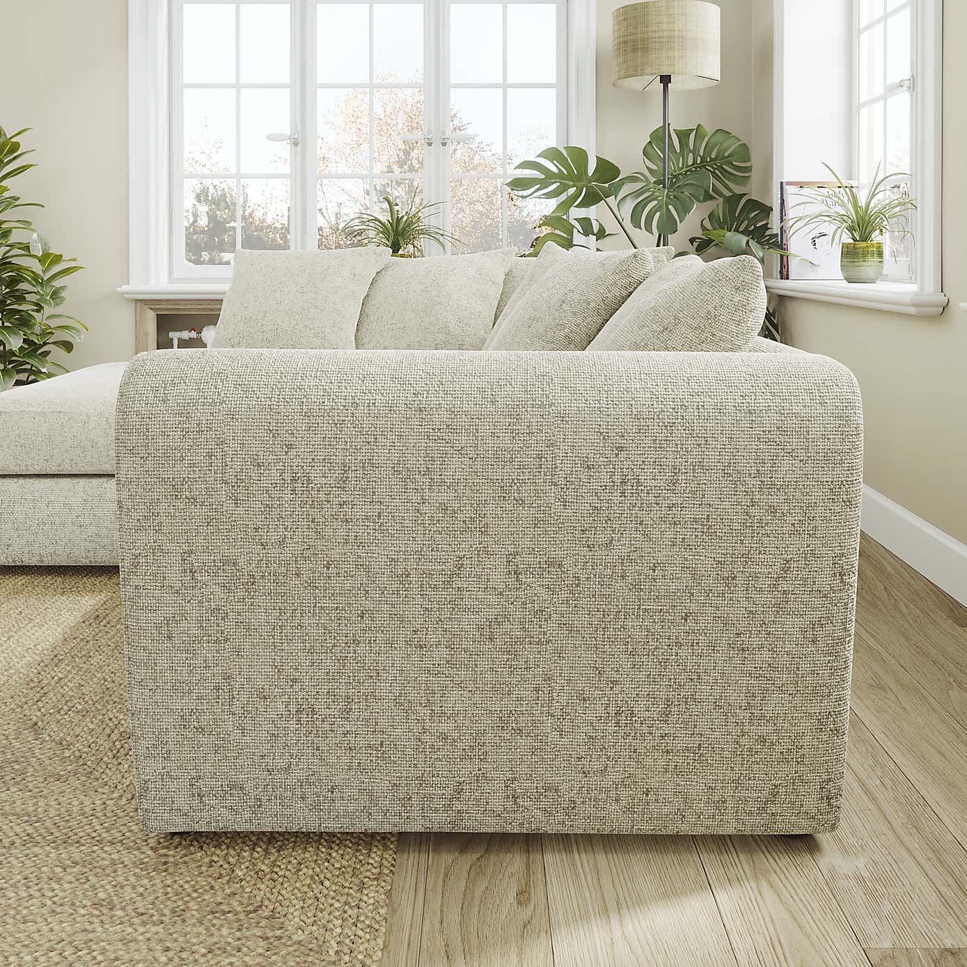 Blake Curved Arm Chunky Chenille Corner Chaise Sofa