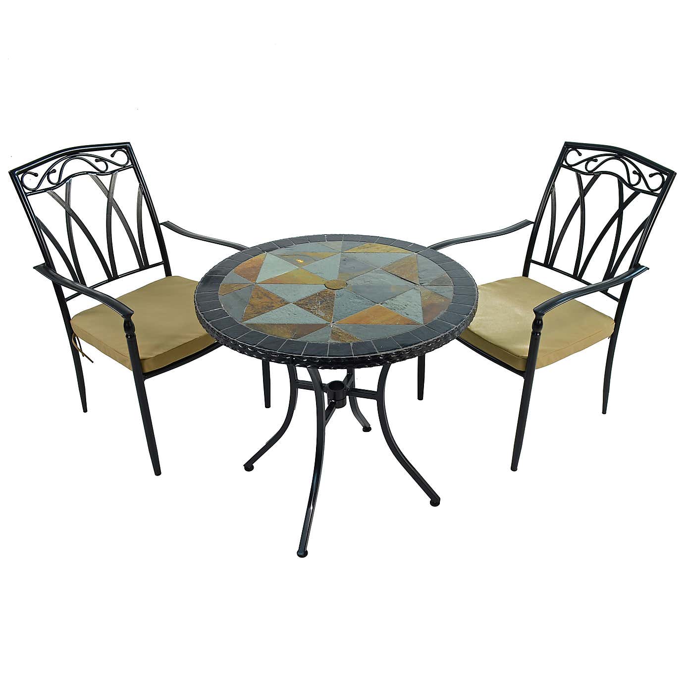 Tampa 76cm Bistro Table Set with 2 Austin Chairs