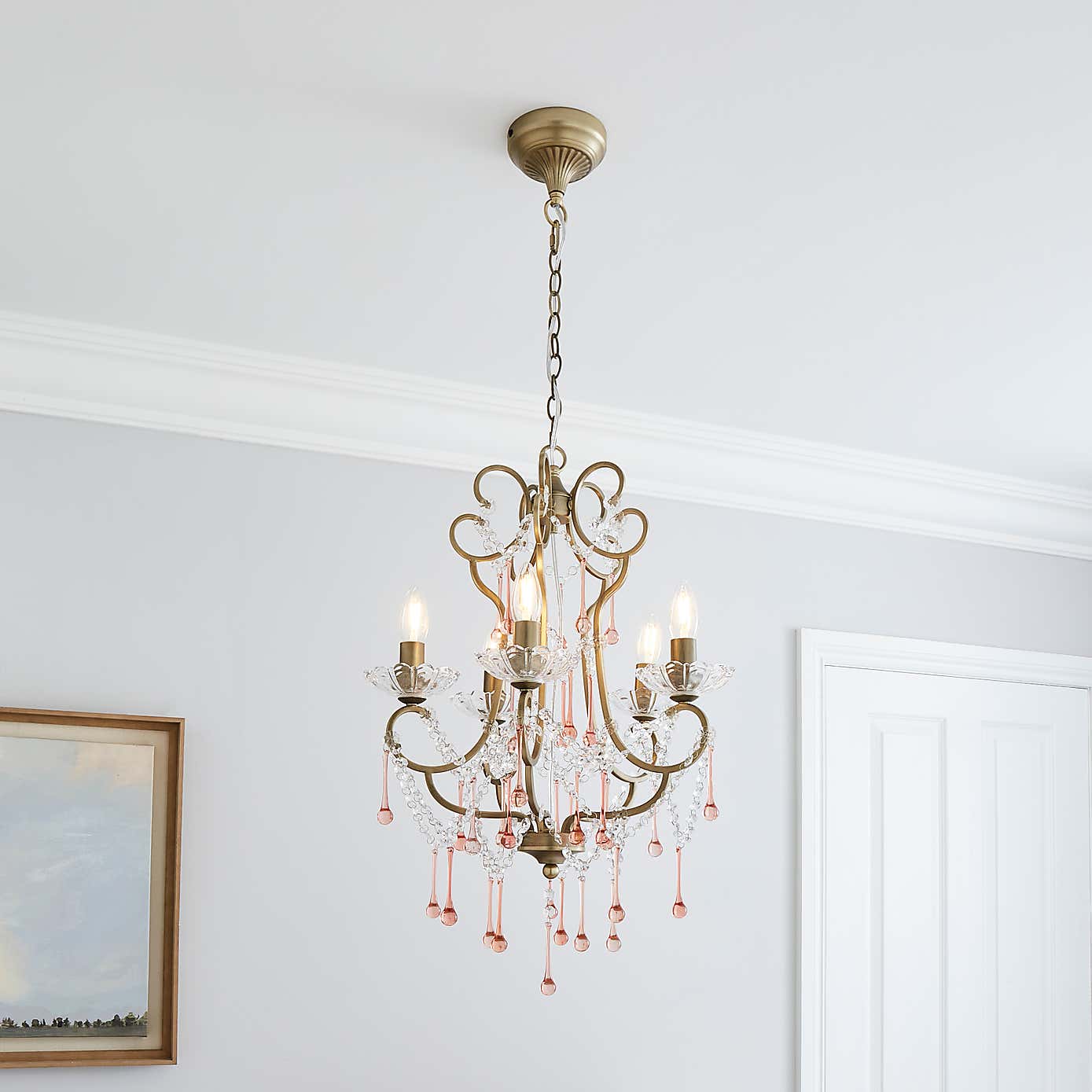 Adalet 5 Light Brushed Cream Chandelier