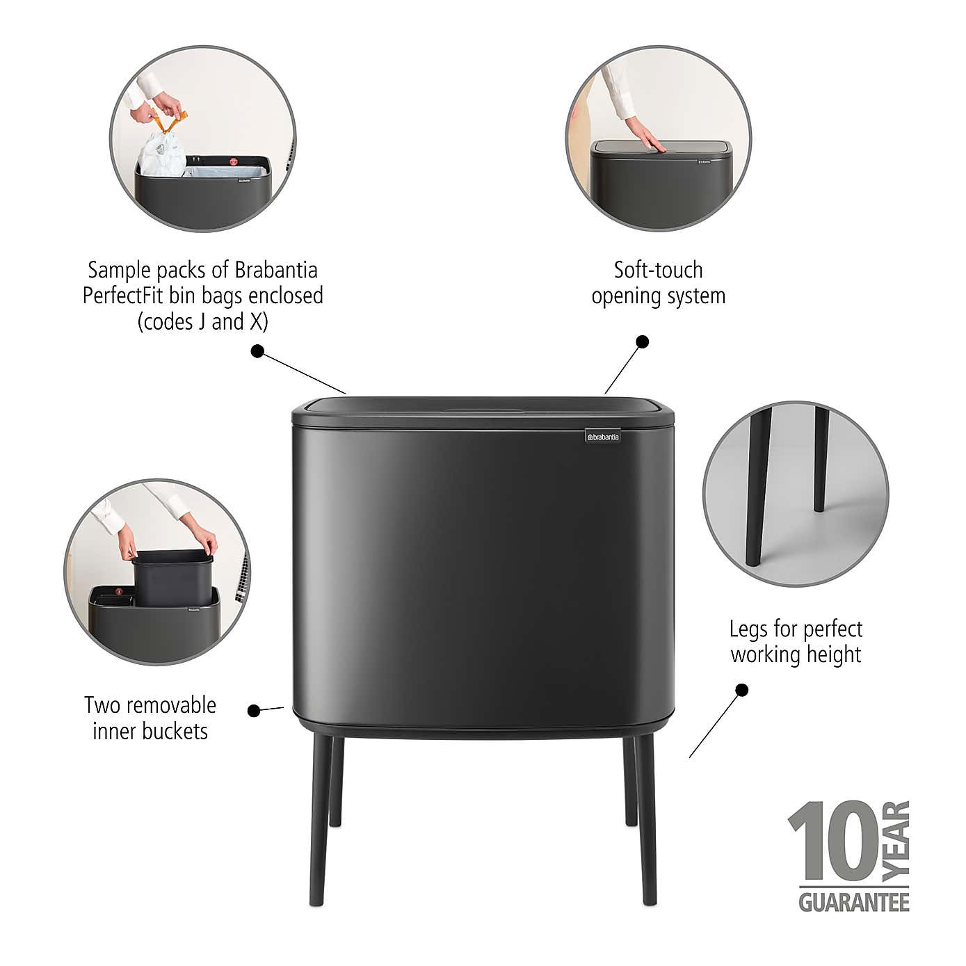 Brabantia Bo Touch Bin 23L 11L