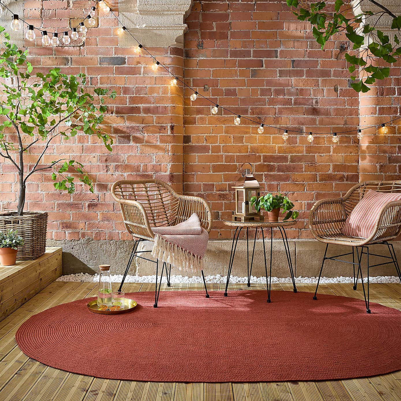 Jute Effect Indoor Outdoor Oval Rug