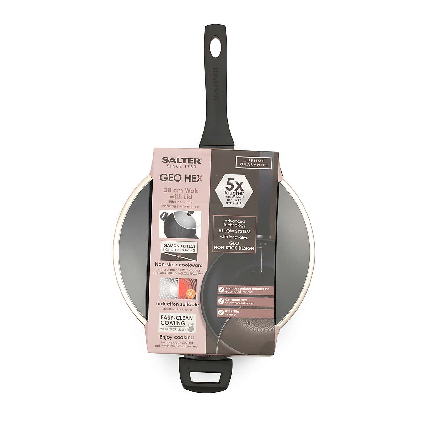 Salter Geo Hex Non-Stick Forged Aluminium Wok, 28cm