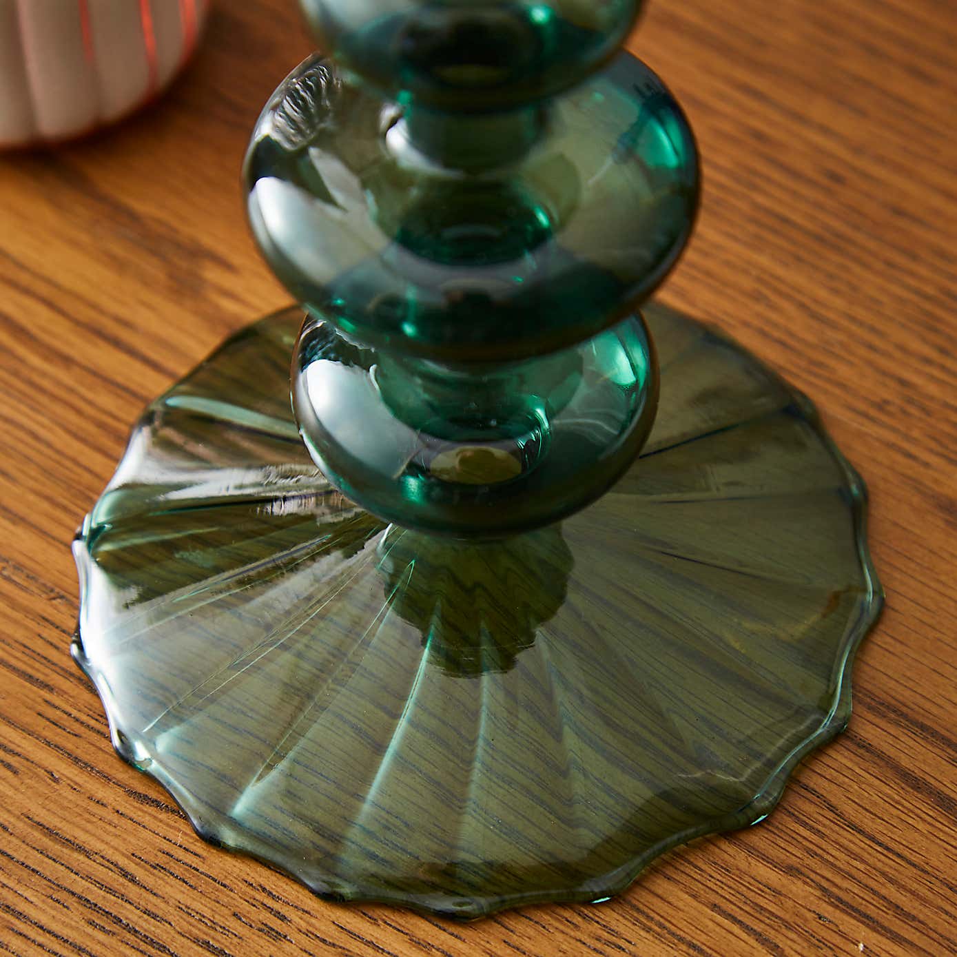 Fluted Glass Candlestick Holder