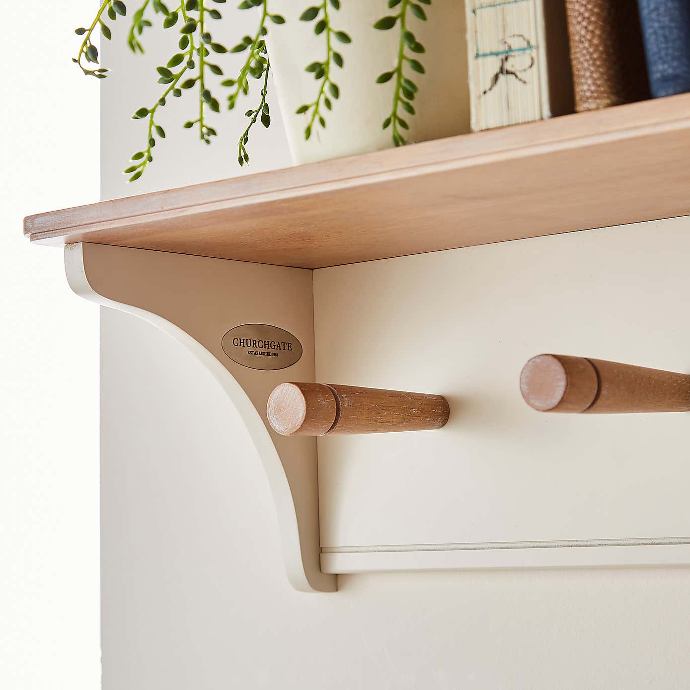 Churchgate Wall Mounted Kitchen Shelf with Hooks