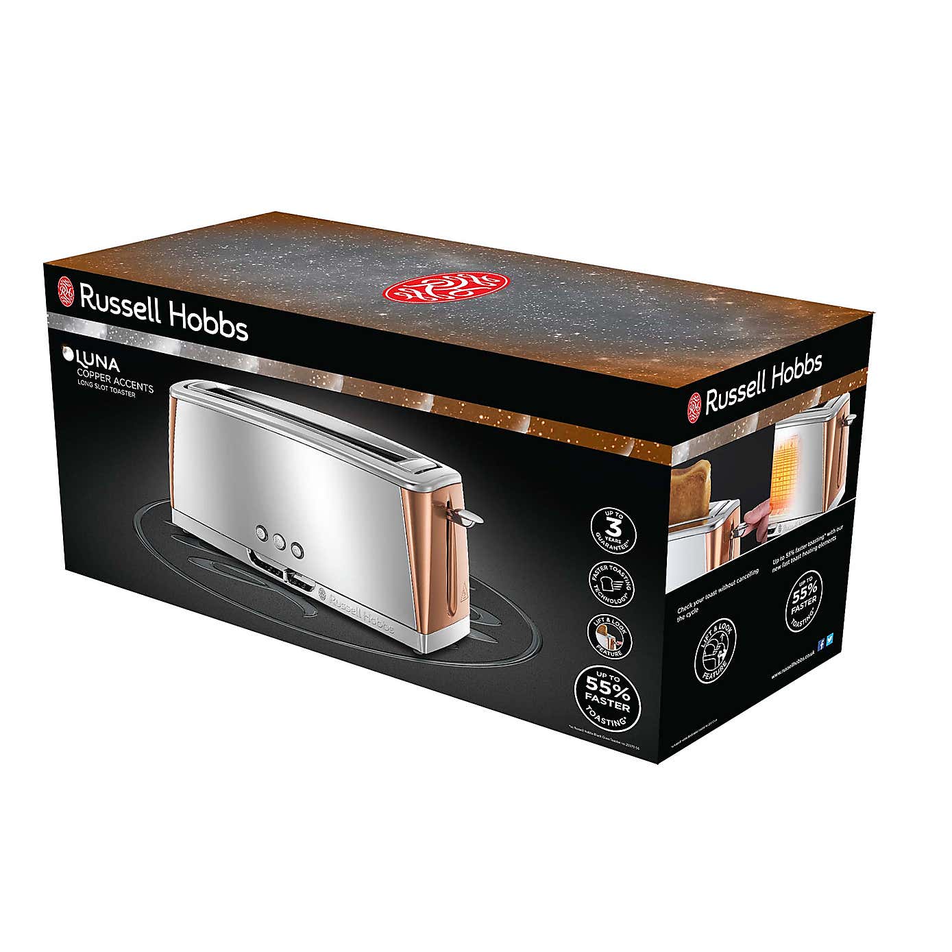 Russell Hobbs Luna 2 Slice Stainless Steel Toaster