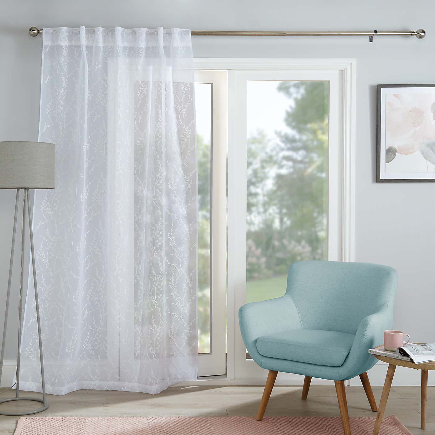 Belle Embroidery Slot Top Single Voile Panel