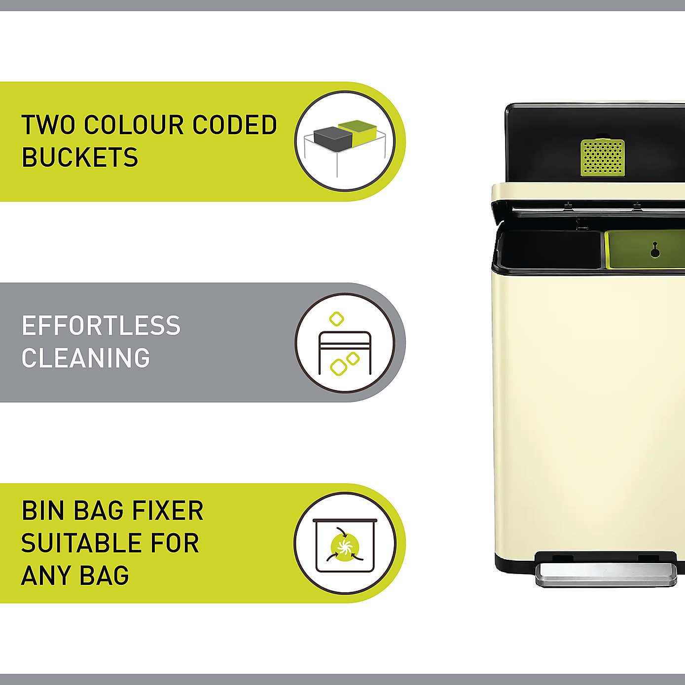 EKO X-Cube 20/20L Cream Recycling Bin