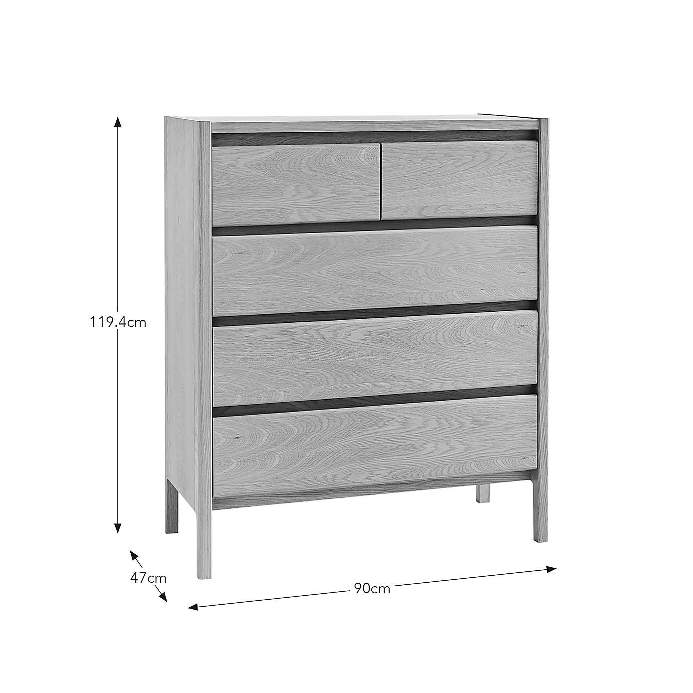 Elements Holmes 5 Drawer Chest, Oak