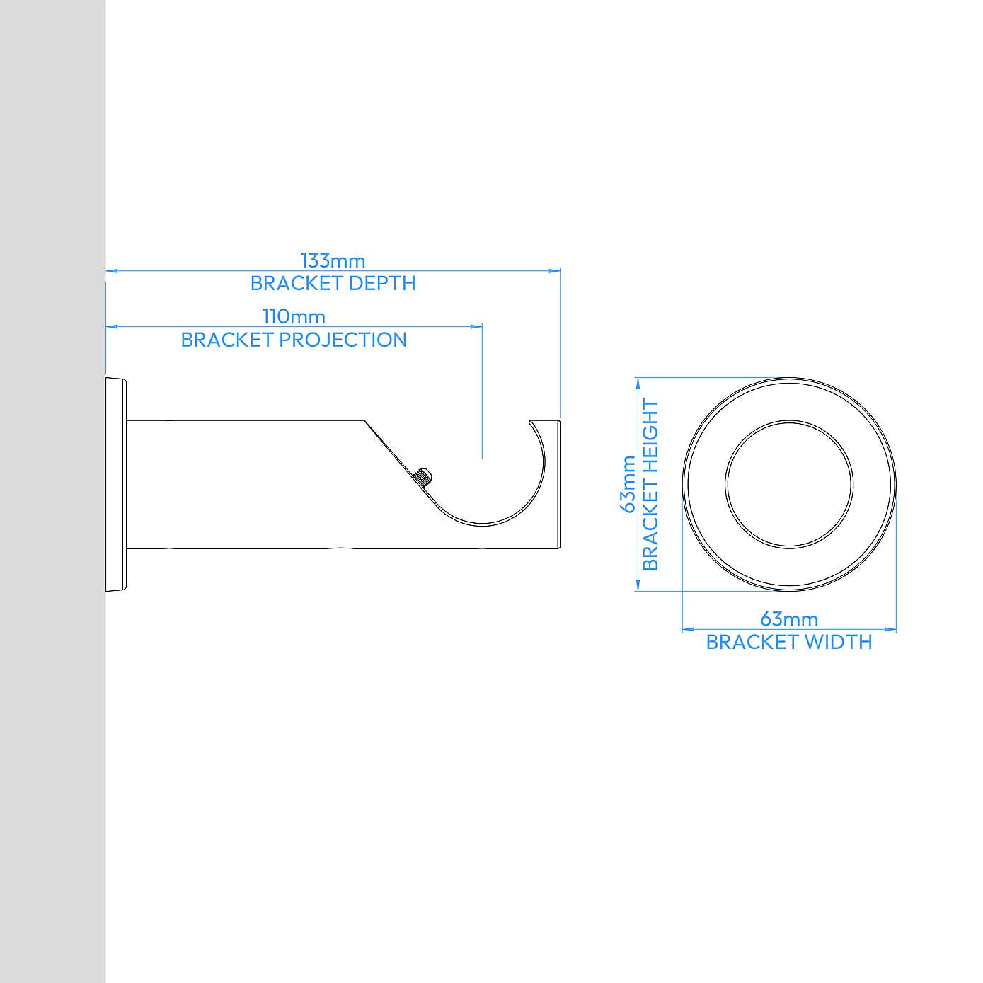 Pebble Fixed Metal Curtain Pole with Rings