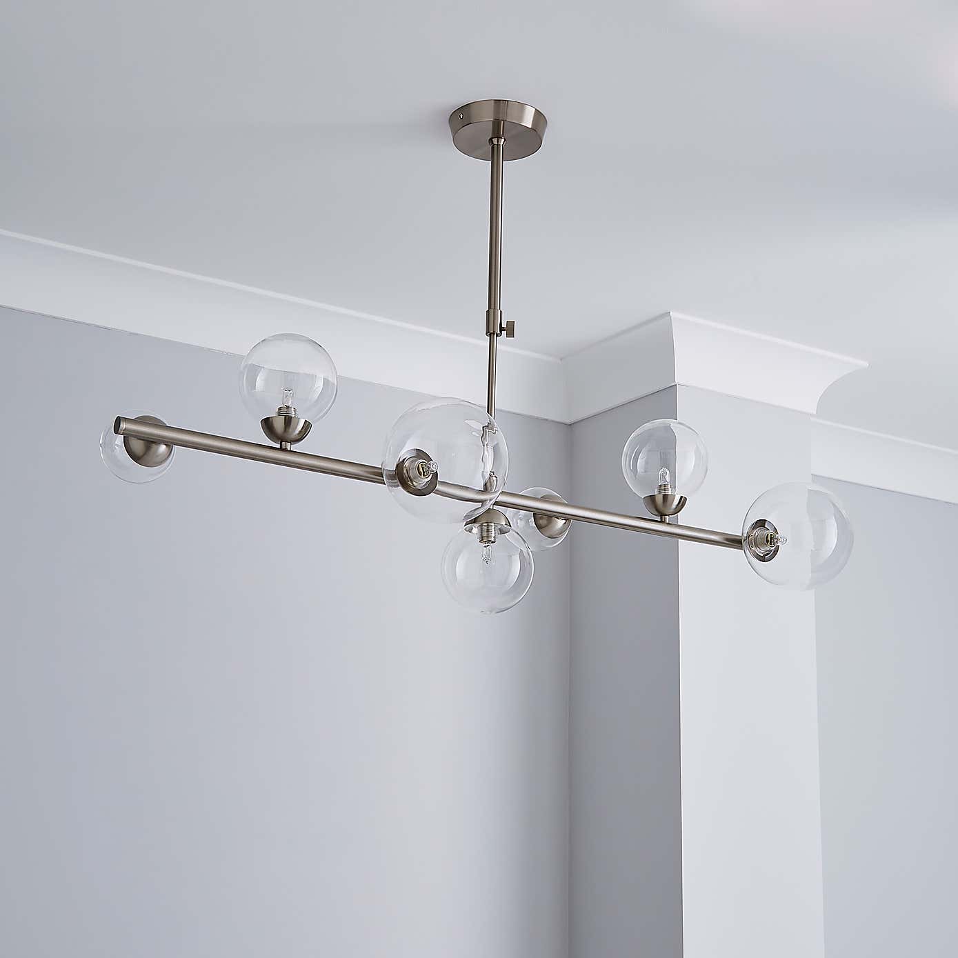 Tarsia Glass Ceiling Fitting Satin Nickel