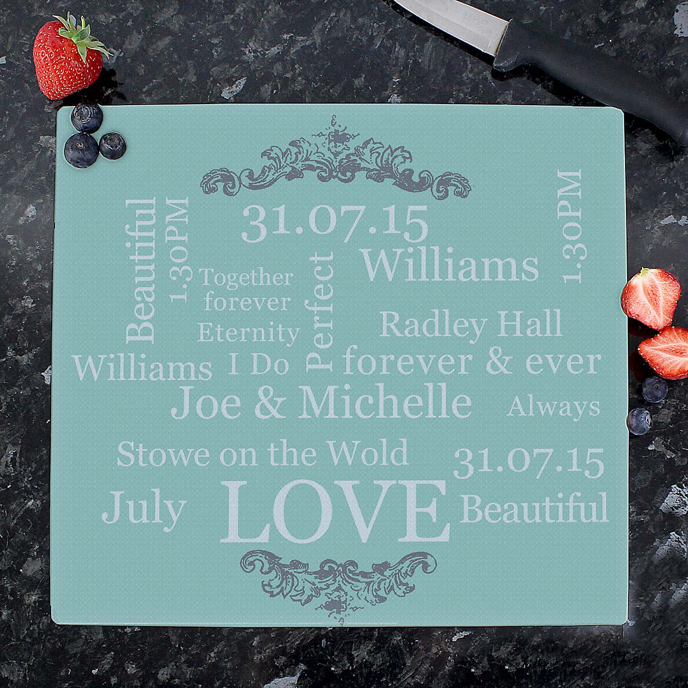 Personalised Typography Glass Worktop Saver
