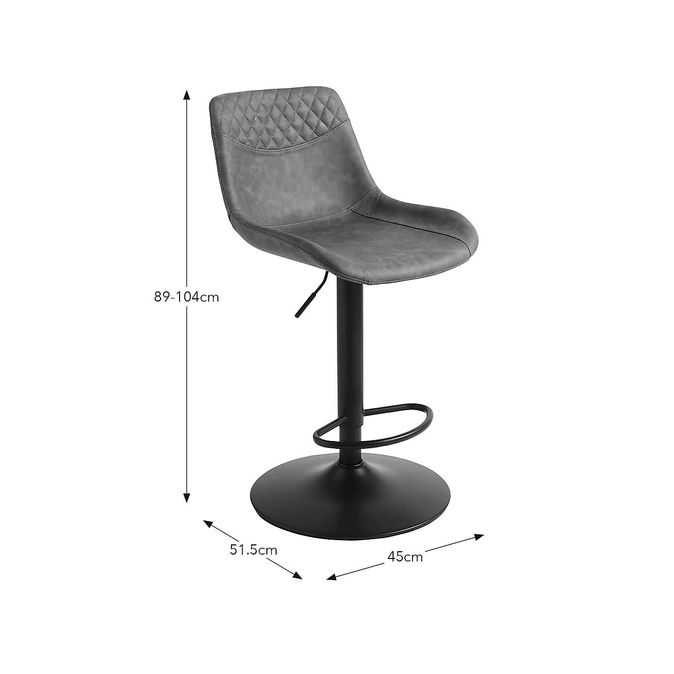 Walden Height Adjustable Bar Stool, Faux Leather
