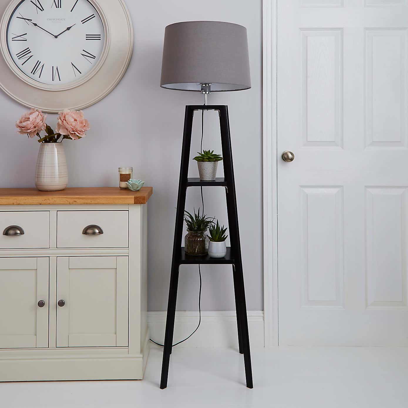 Beaumont Plant Stand WoodenFloor Lamp