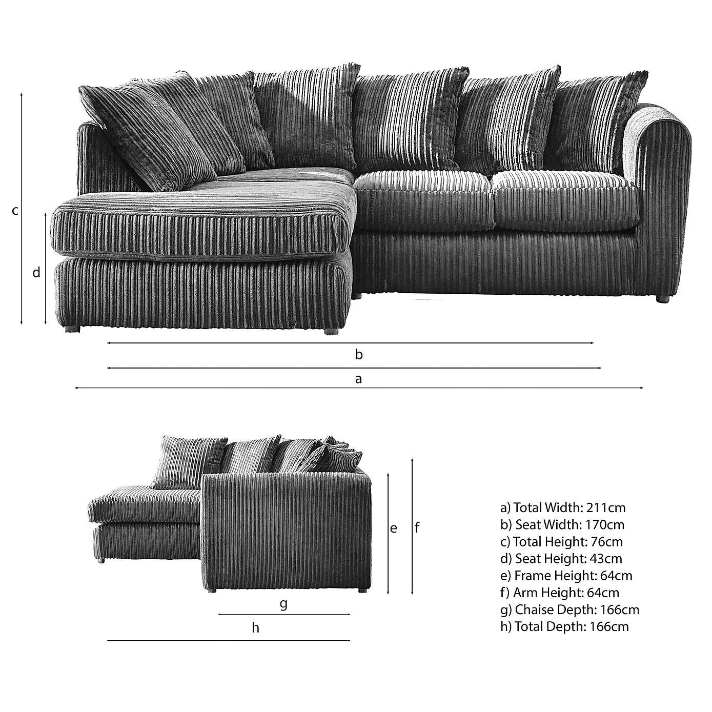 Blake Jumbo Cord Right Hand Corner Sofa