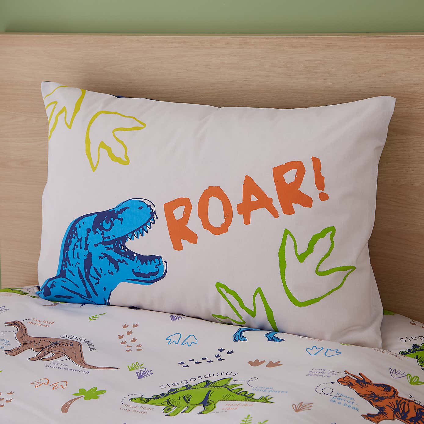 Catherine Lansfield Prehistoric Dinosaurs Polycotton Duvet Cover & Pillowcase Set