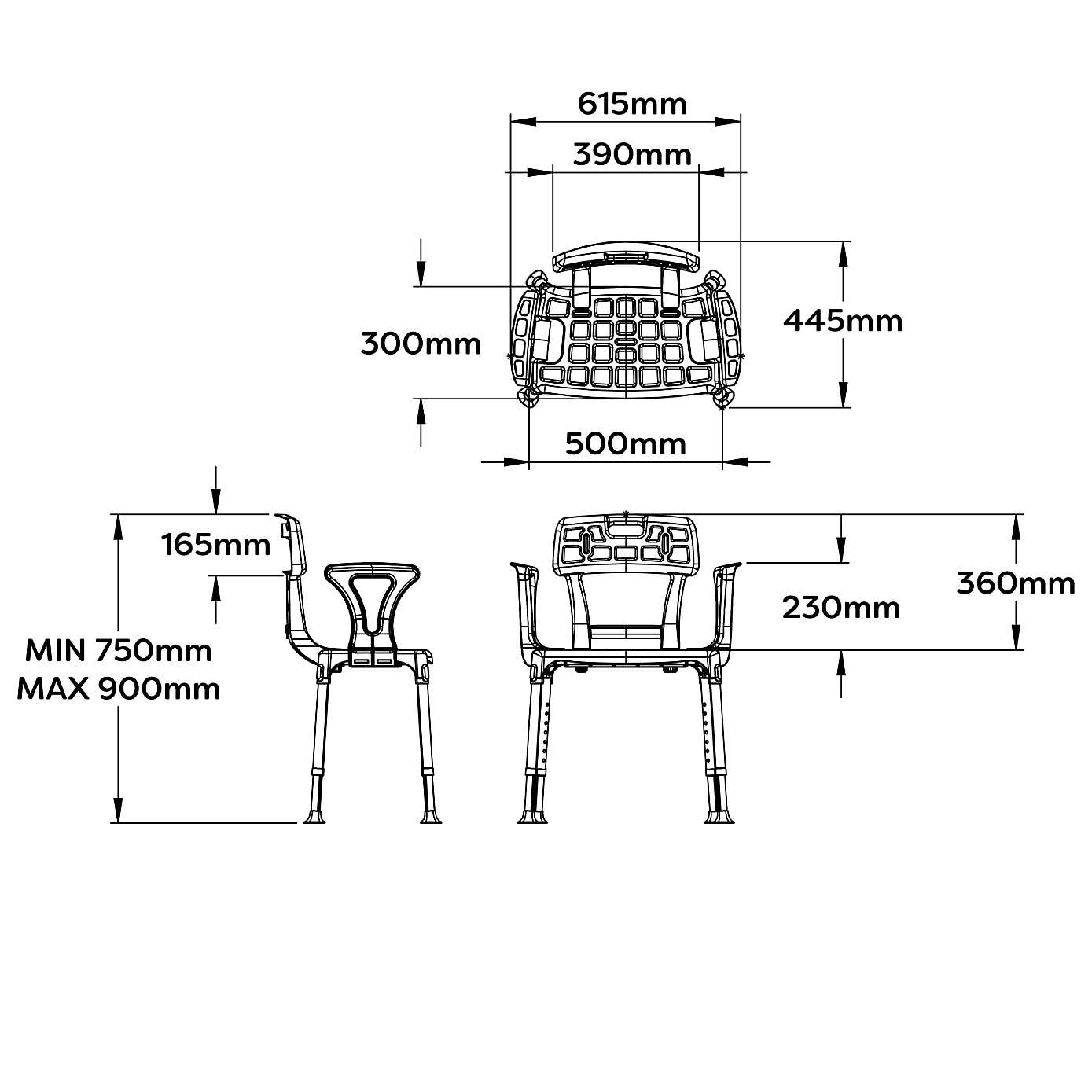 White Inclusive Shower Chair