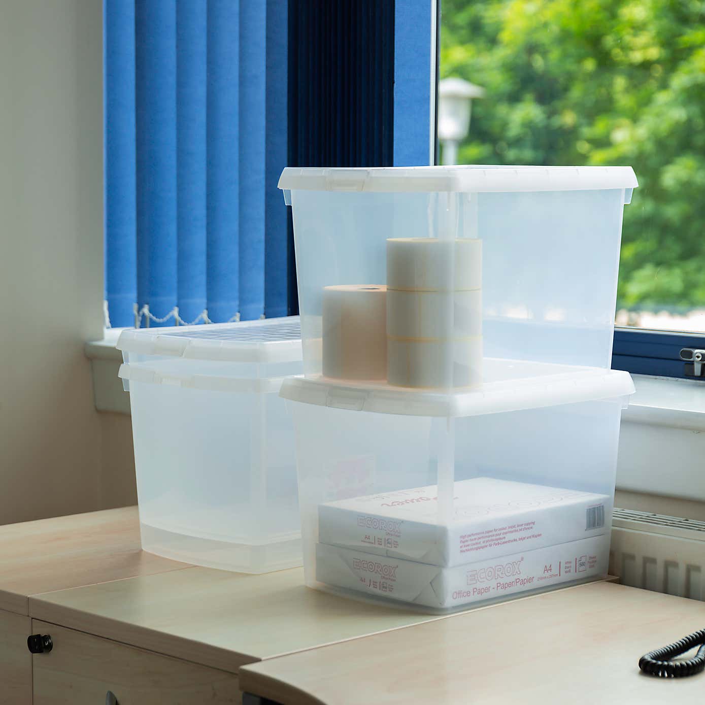 Wham Clip Pack of 4 Rectangle Storage Boxes With Lids