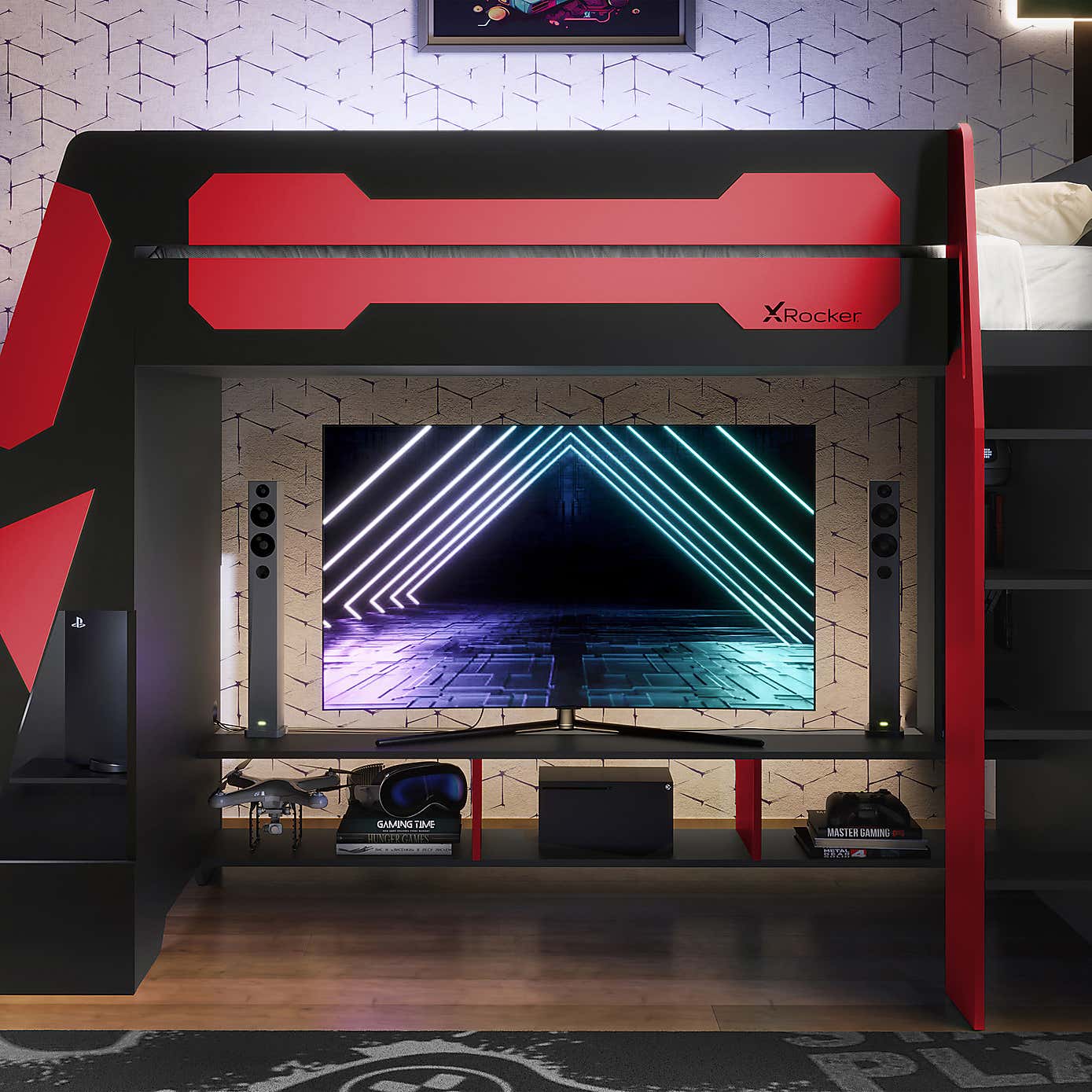 X Rocker Garrison High Sleeper Gaming Bed with Desk
