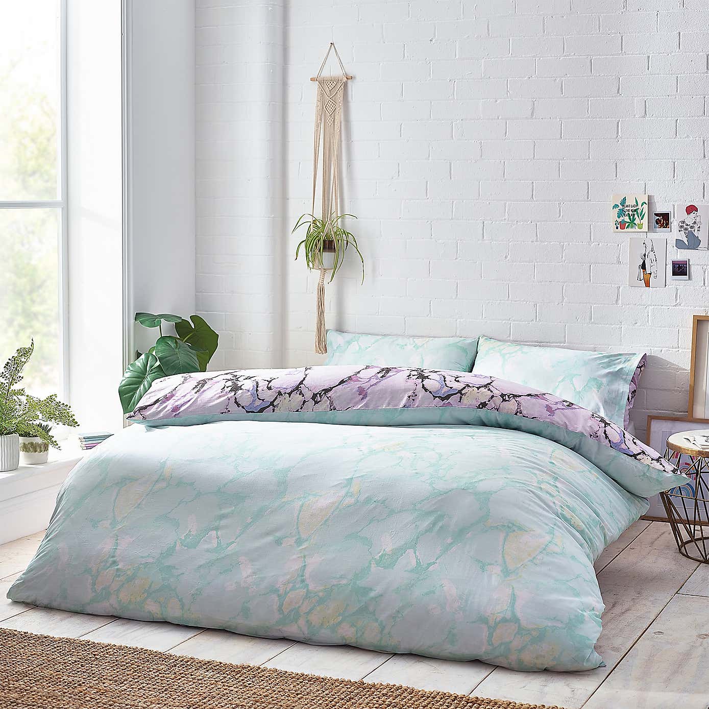Style Lab Marble Duvet Cover and Pillowcase Set