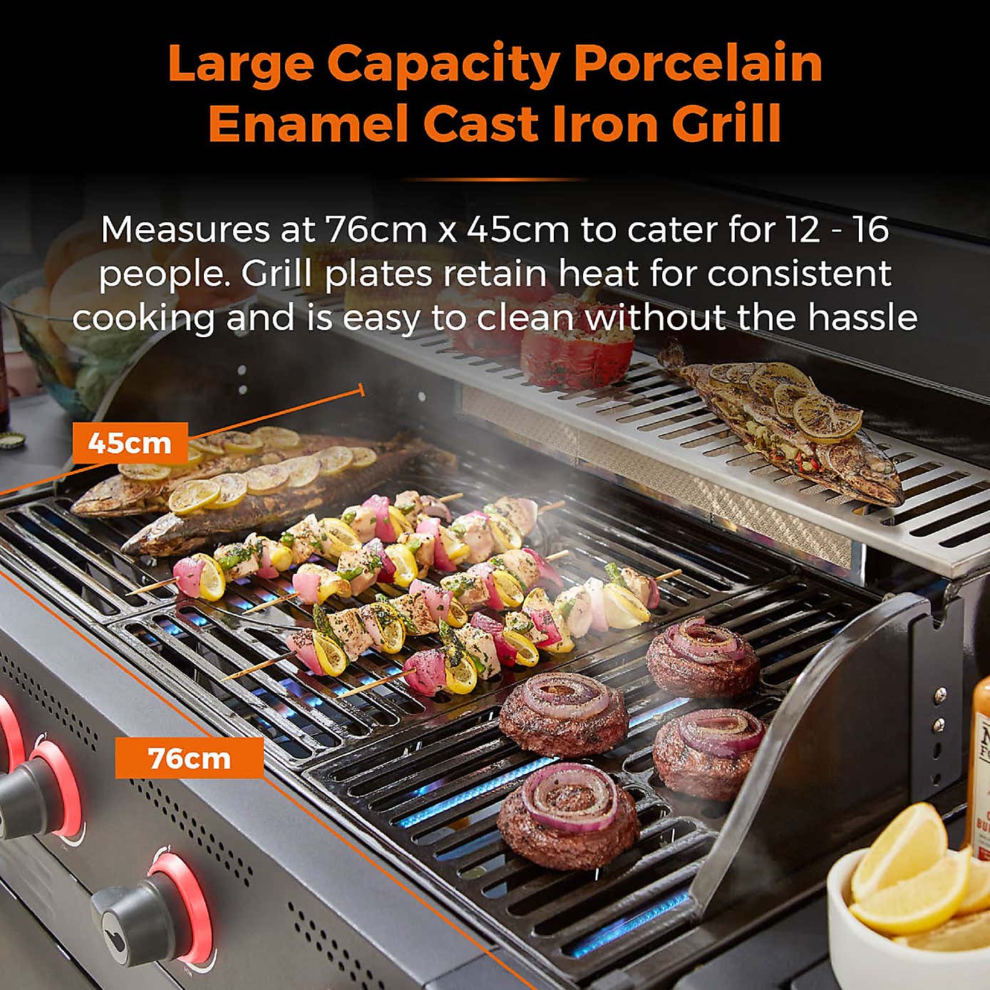 Tower Stealth Pro Six Burner Gas BBQ, Black Steel