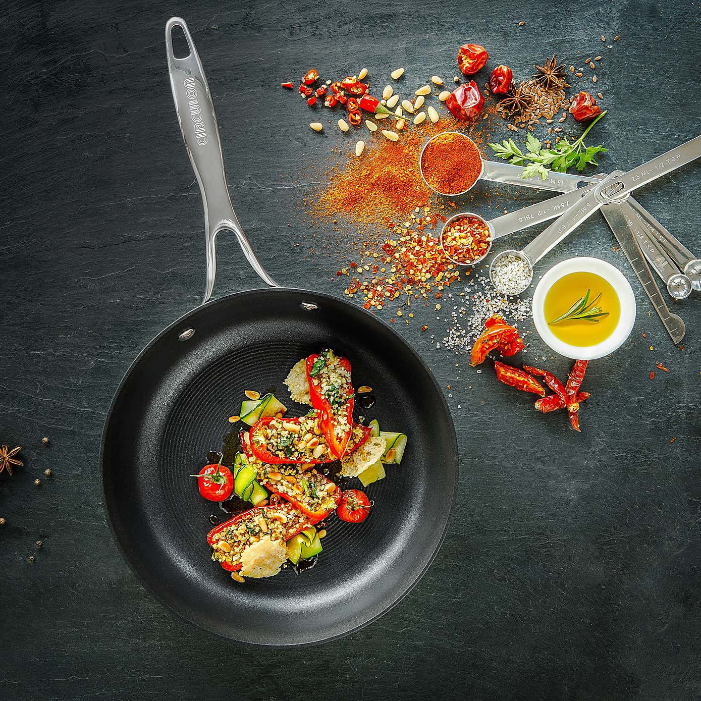 Circulon Style Non-Stick Hard Anodised Aluminium Open Skillet Pan, 28cm