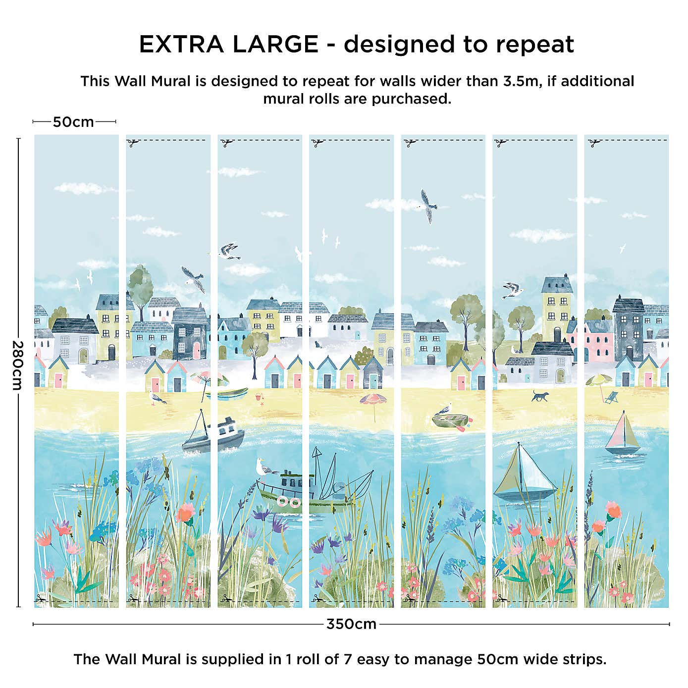 Coastal Town Wall Mural