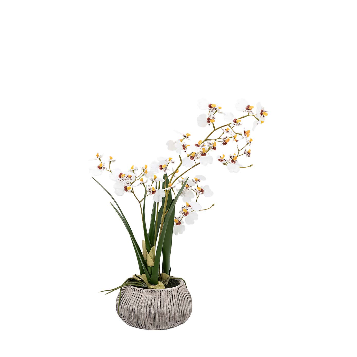 Artificial White Orchid in Ceramic Pot