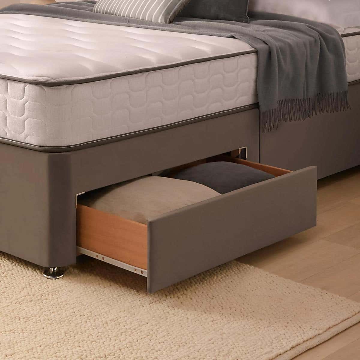 Silentnight 2 Drawer Divan Bed With Velvet Francisco Headboard