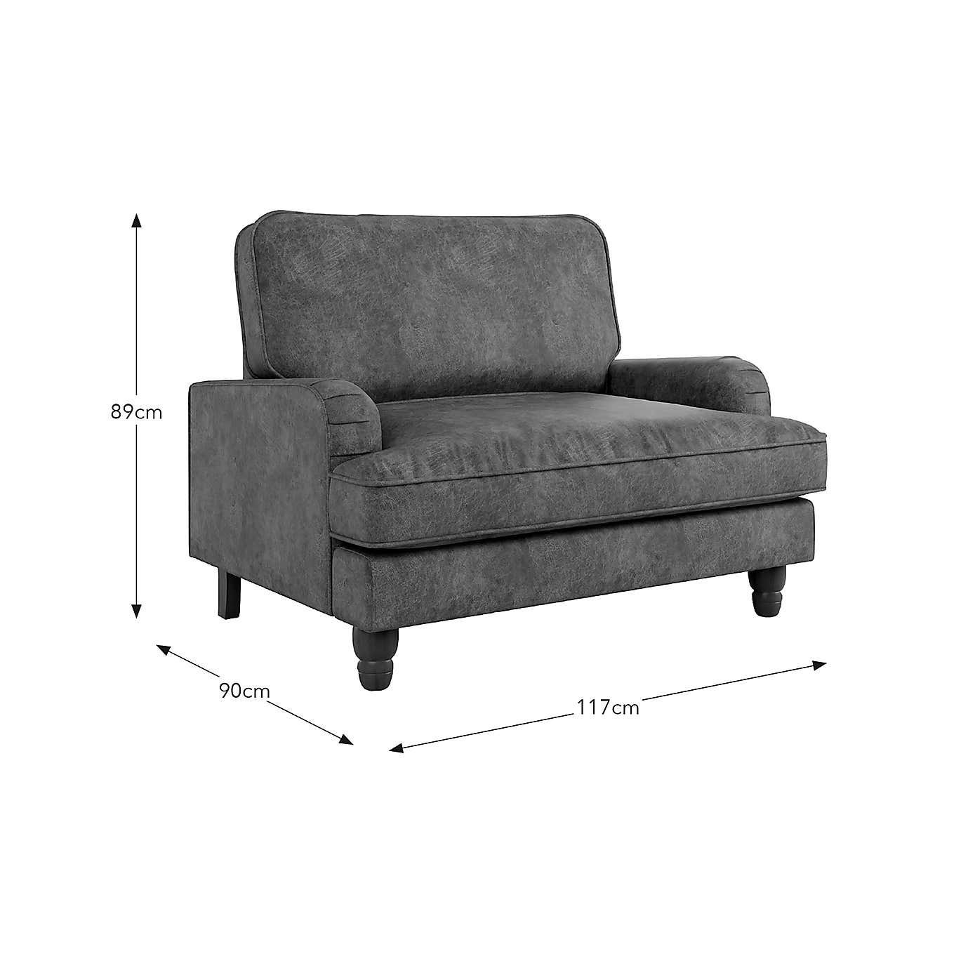 Beatrice Snuggle Sofa, Relaxed Faux Leather