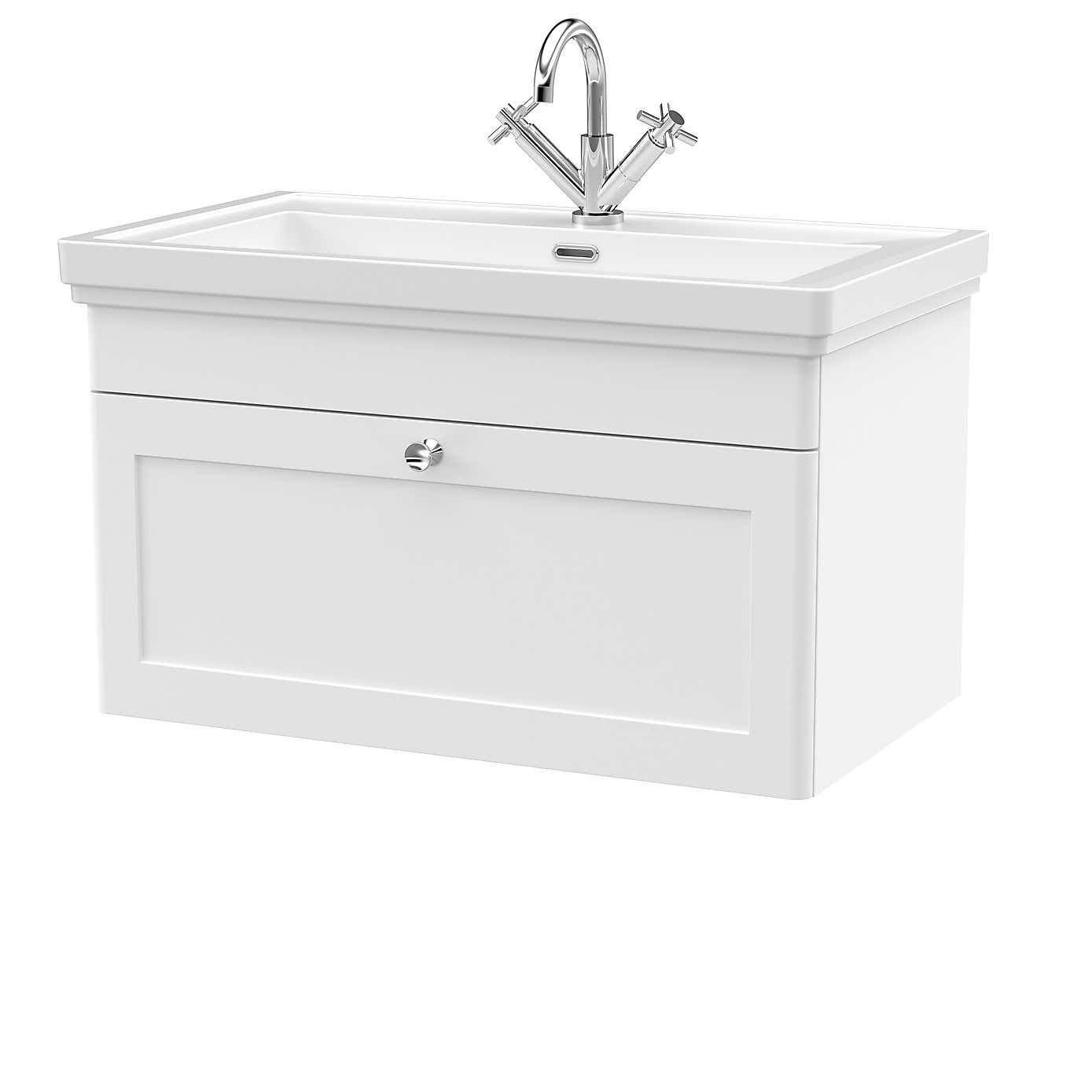 Classique Wall Mounted 1 Drawer Vanity Unit with Basin