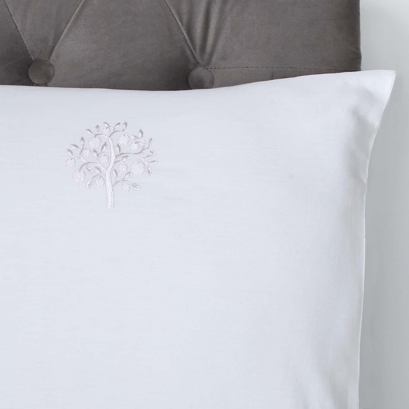 Appletree Boutique Embroidered Tree 200 Thread Count Cotton Duvet Cover and Pillowcase Set