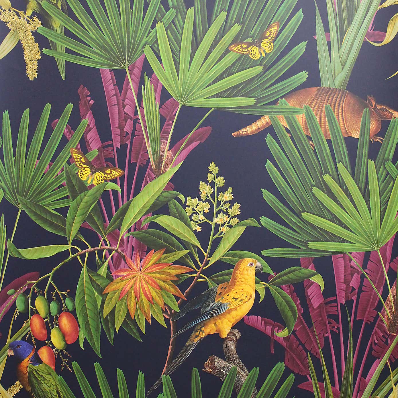 Tropical Treasures Navy Wallpaper