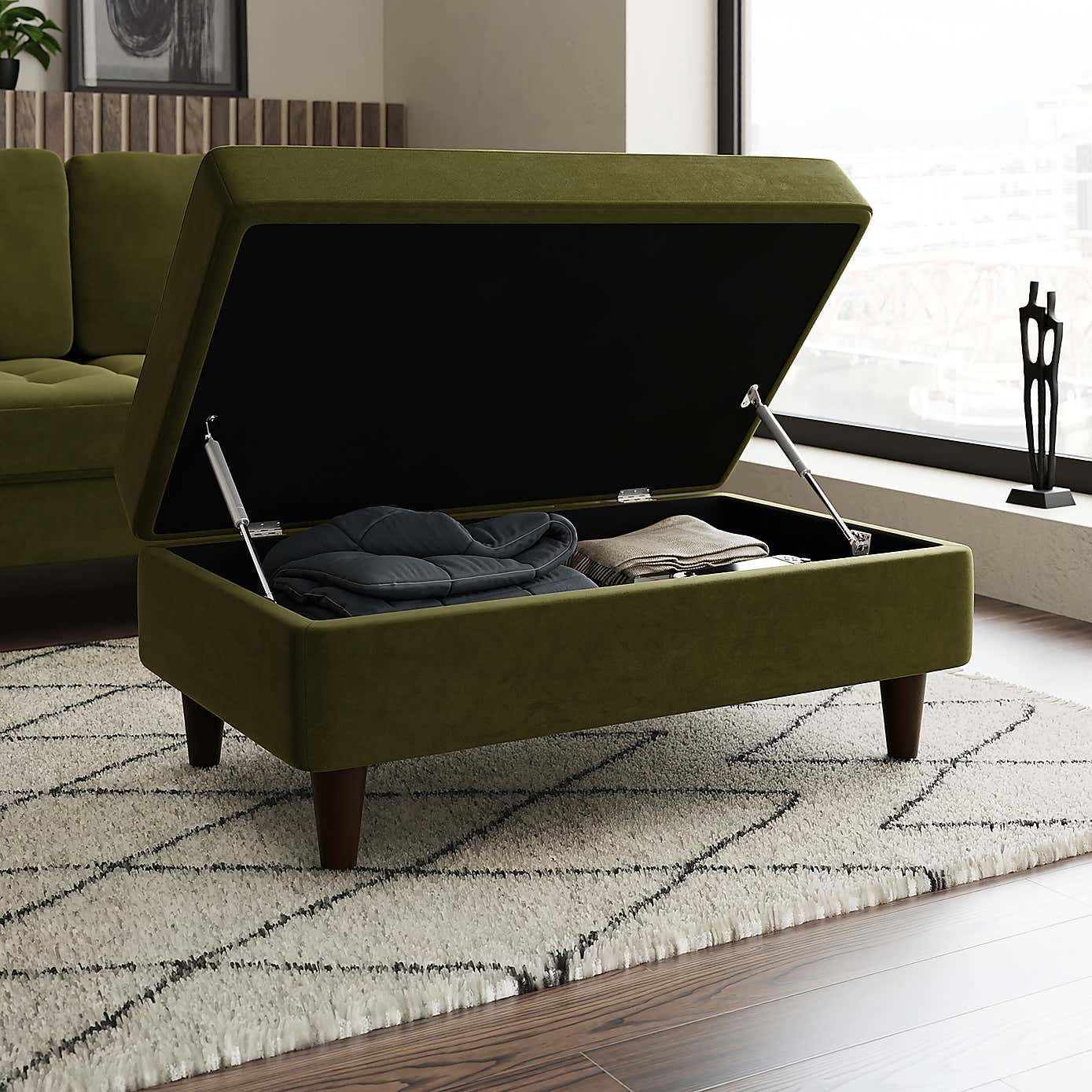 Zoe Velvet Storage Footstool