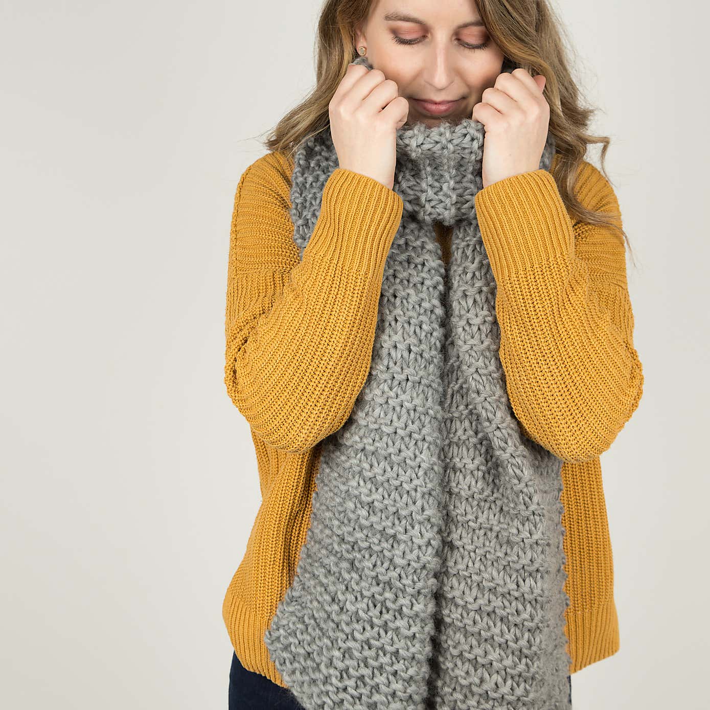 Wool Couture Linda’s Grey Scarf Knitting Kit