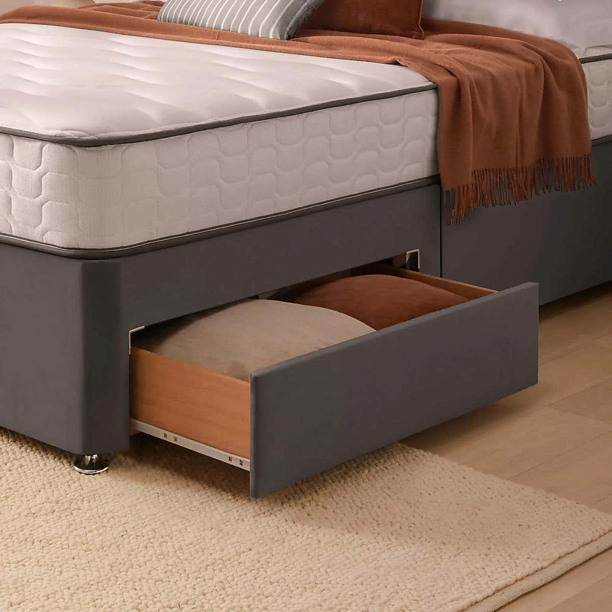 Silentnight 2 Drawer Divan Bed With Velvet Merlin Headboard