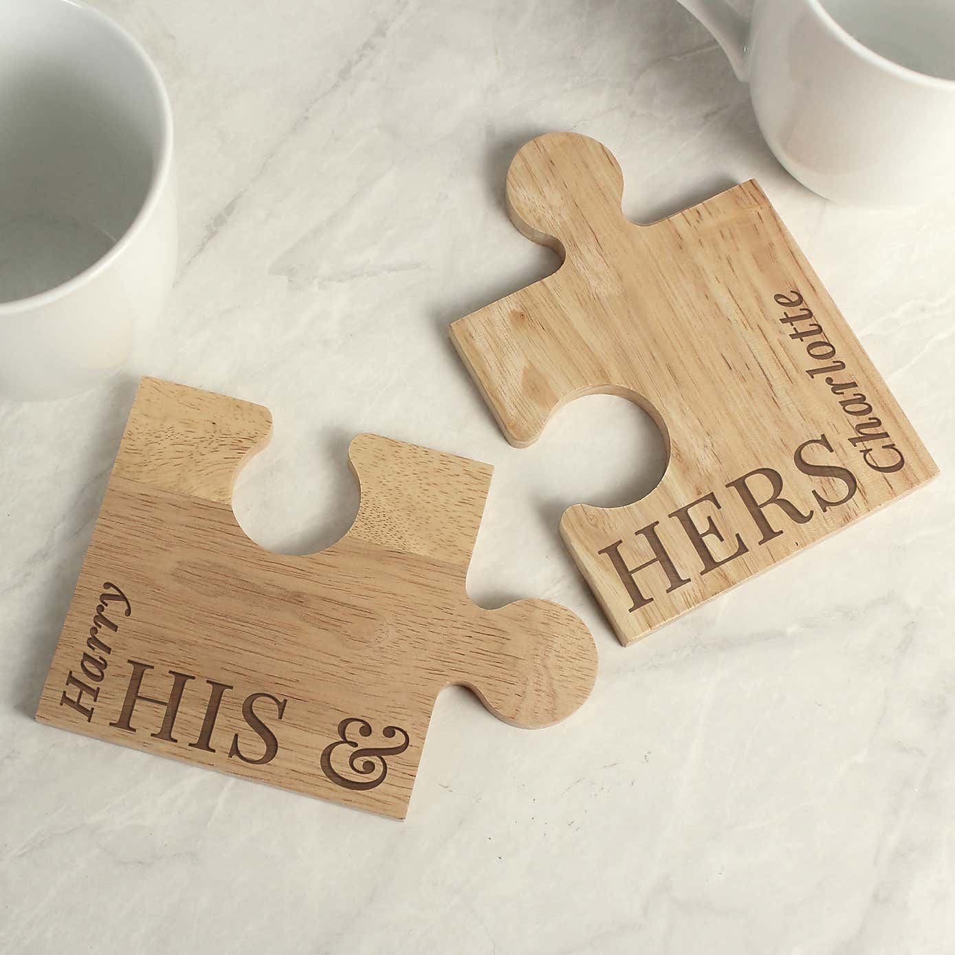 Personalised His and Hers Jigsaw Piece Ornament Set