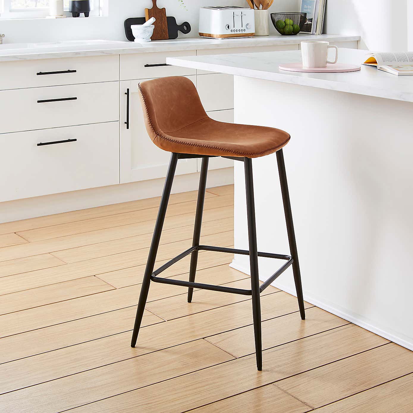 Jayden Counter Height Bar Stool, Faux Leather