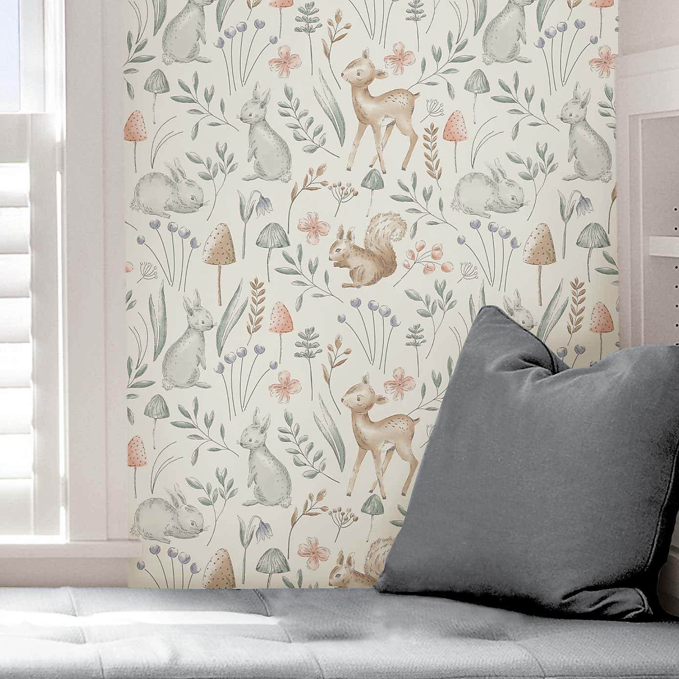 Nu Wall Self Adhesive Woodland Animals Wallpaper