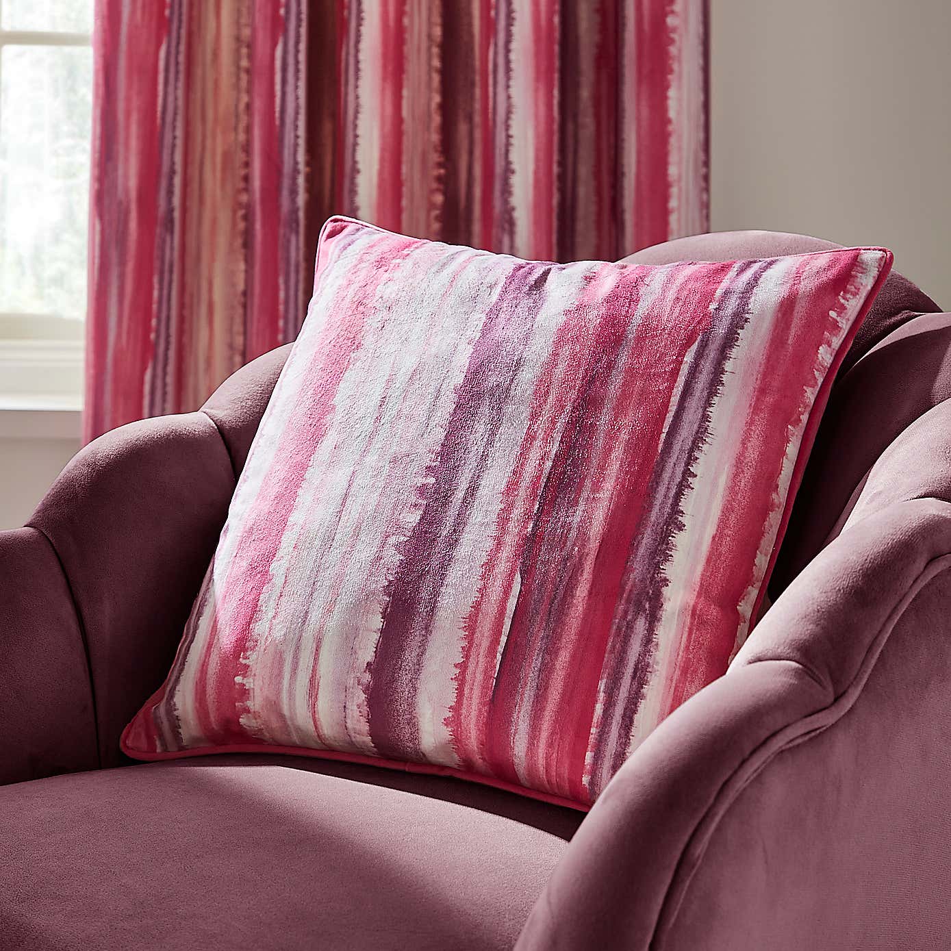 Watercolour Stripe Eyelet Curtains